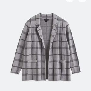 Gray Plaid Women's Sweater Blazer